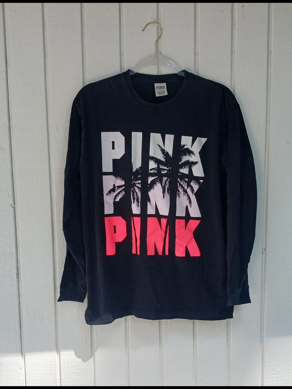 PINK Victoria's Secret Black Crewneck Tee with Label